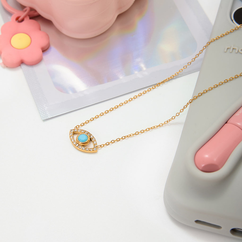 Damen Halskette mit elegantem Auge-Design und hypoallergener Edelstahlverarbeitung Shop Nory