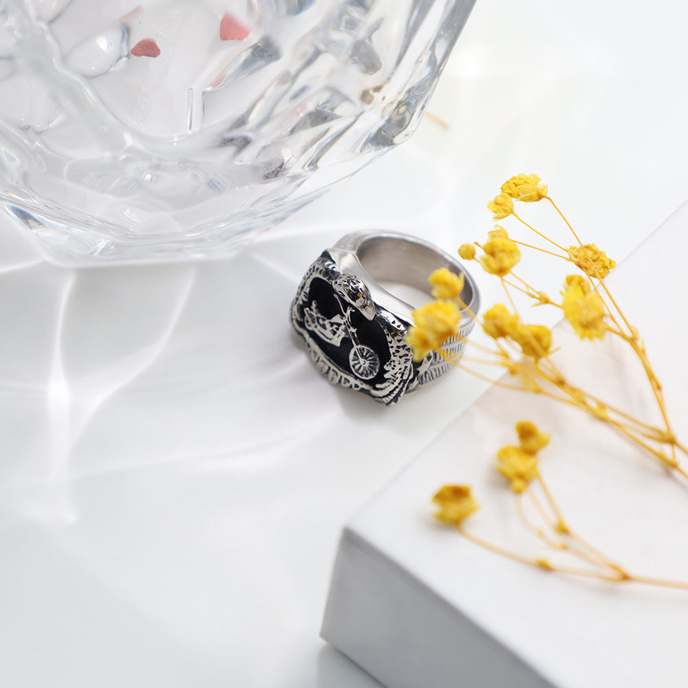 Herren detailreicher Motorrad-Ring Shop Nory