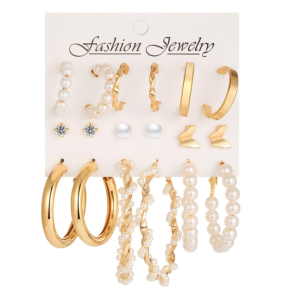 Damen Ohrringe Set mit elegantem Perlendesign und goldenen Akzenten Shop Nory