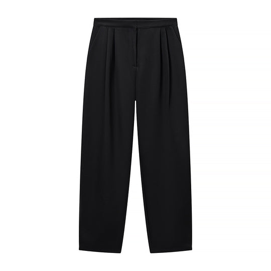 Damen Hochtaillierte weite Stoffhose mit Bundfalten, Bügelfalte und Eingrifftaschen Shop Nory