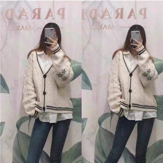 Damen gestrickte Oversize Cardigan