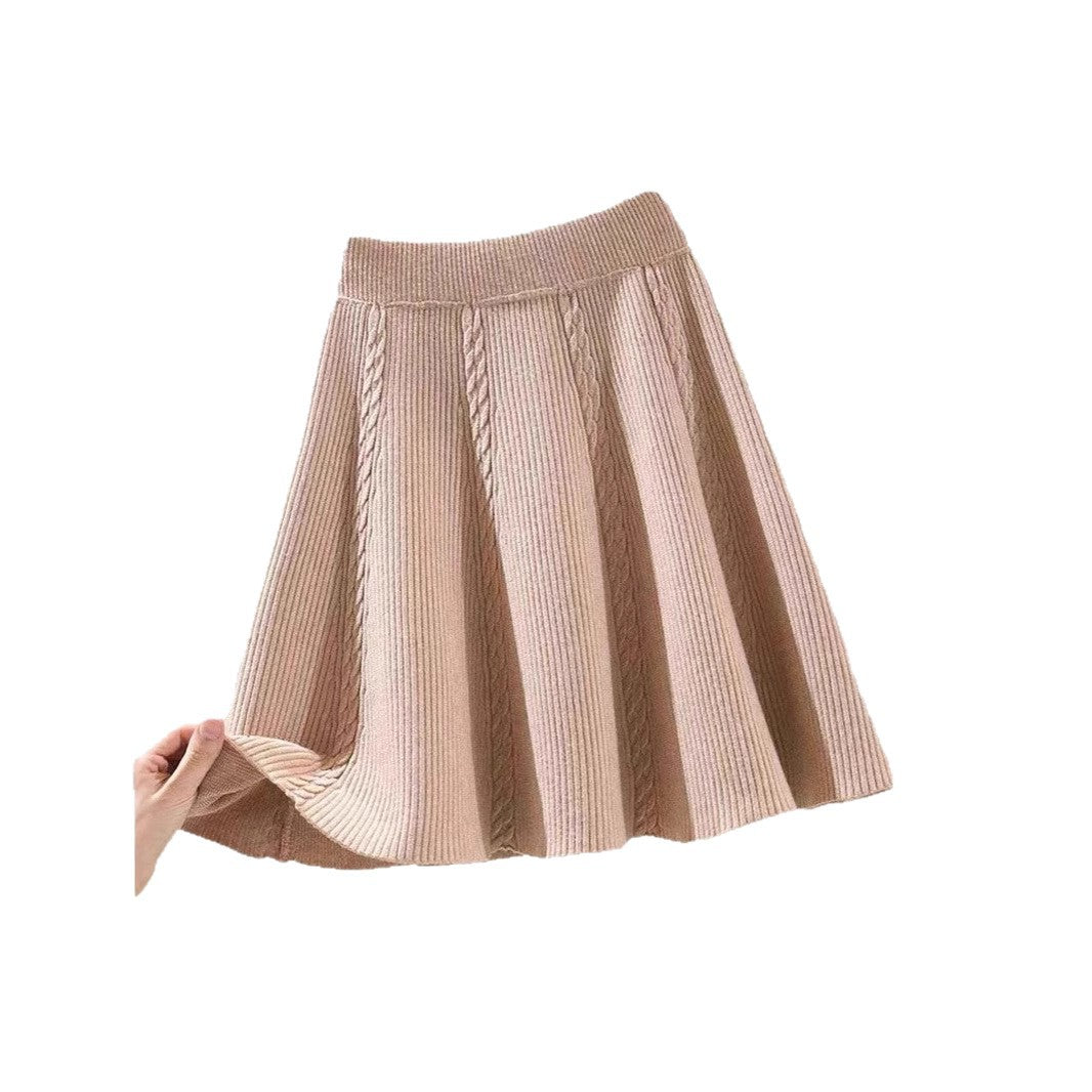 Damen Wadenlanger Strickrock mit Zopfmuster Shop Nory