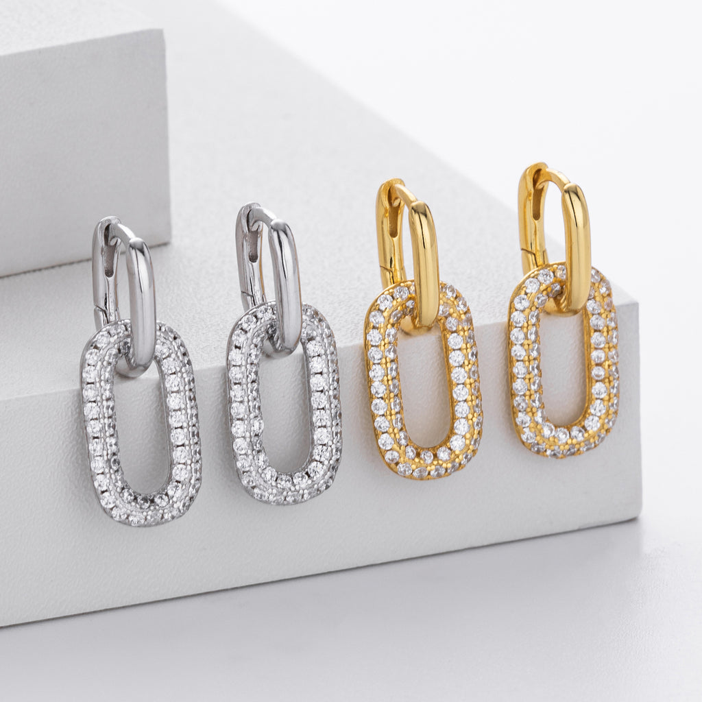 Damen Ohrringe mit funkelndem Zirconbesatz aus hochwertigem 925 Sterling Silber Shop Nory