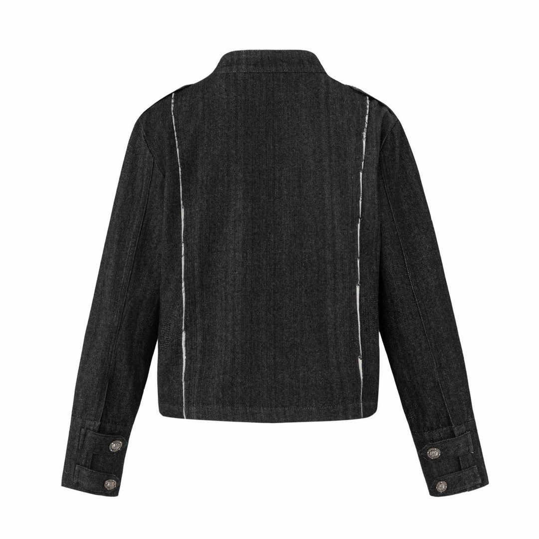 Damen Denim‑Blouson im Military‑Look mit Stehkragen und Zierknopfleiste Shop Nory