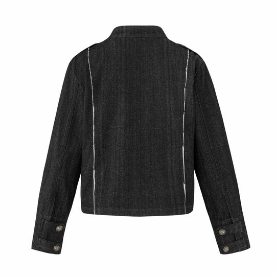 Damen Denim‑Blouson im Military‑Look mit Stehkragen und Zierknopfleiste Shop Nory