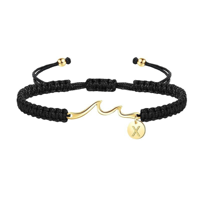Damen Armband mit elegantem Wellen-Design und personalisierbarem Anhänger Shop Nory