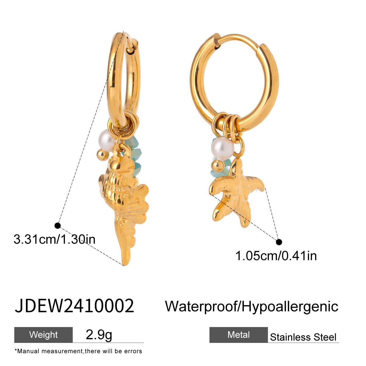 Damen Goldene Ohrringe mit Muschel-Design und Zirkonia Akzenten Shop Nory