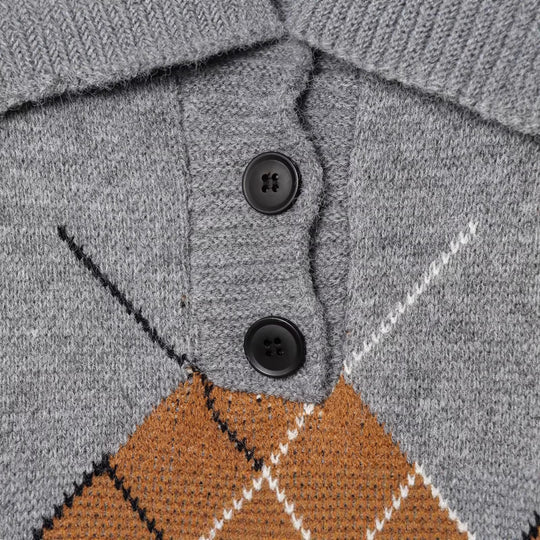Damen Oversized Strickpullover mit Rautenmuster und Rollkragen Shop Nory