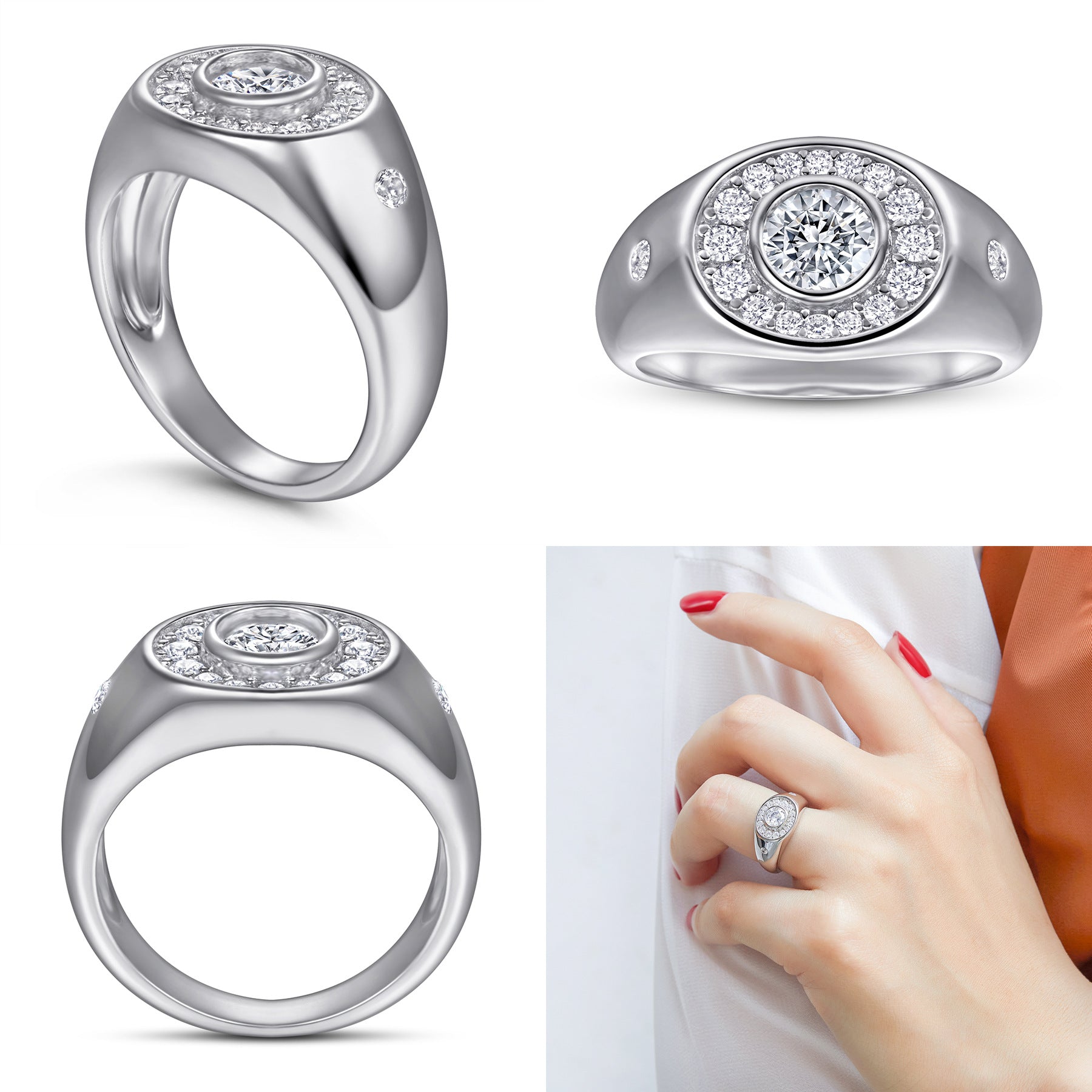 Damen Verlobungsring mit hochwertigem tropfenförmigem Hauptstein und elegantem Zirkonia-Besatz Shop Nory