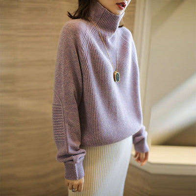 Damen Rollkragenpullover aus feinem Rippstrick mit Raglanärmeln und legerer Silhouette Shop Nory