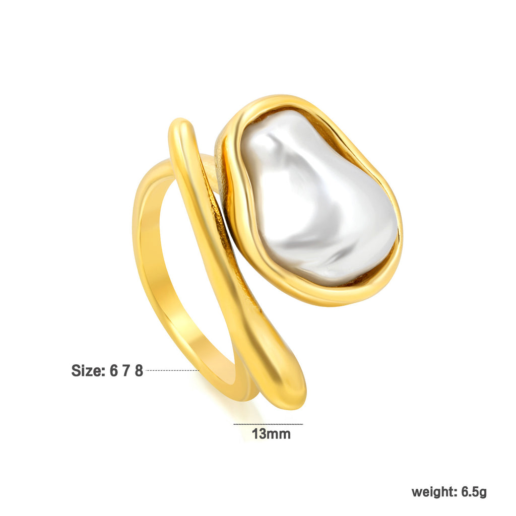Damen Ring mit einzigartigem Perlendesign und goldplattierter Oberfläche Shop Nory