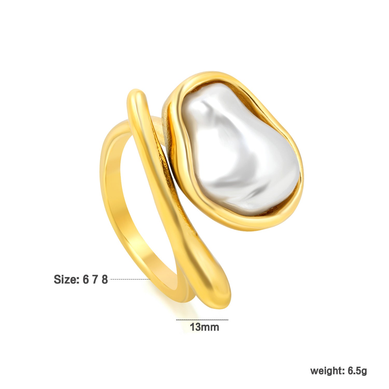 Damen Ring mit einzigartigem Perlendesign und goldplattierter Oberfläche Shop Nory