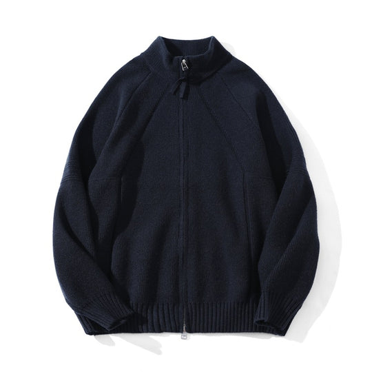 Unisex Grobgestrickte Zip-Strickjacke mit Stehkragen und Zweiwege-Reißverschluss Shop Nory