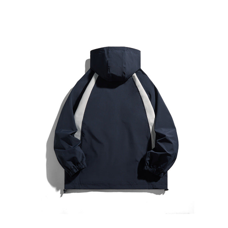 [Unisex Leichte winddichte Kapuzenjacke im sportlichen Utility-Stil mit Kontrastpaspeln und Tunnelzugsaum Shop Nory]