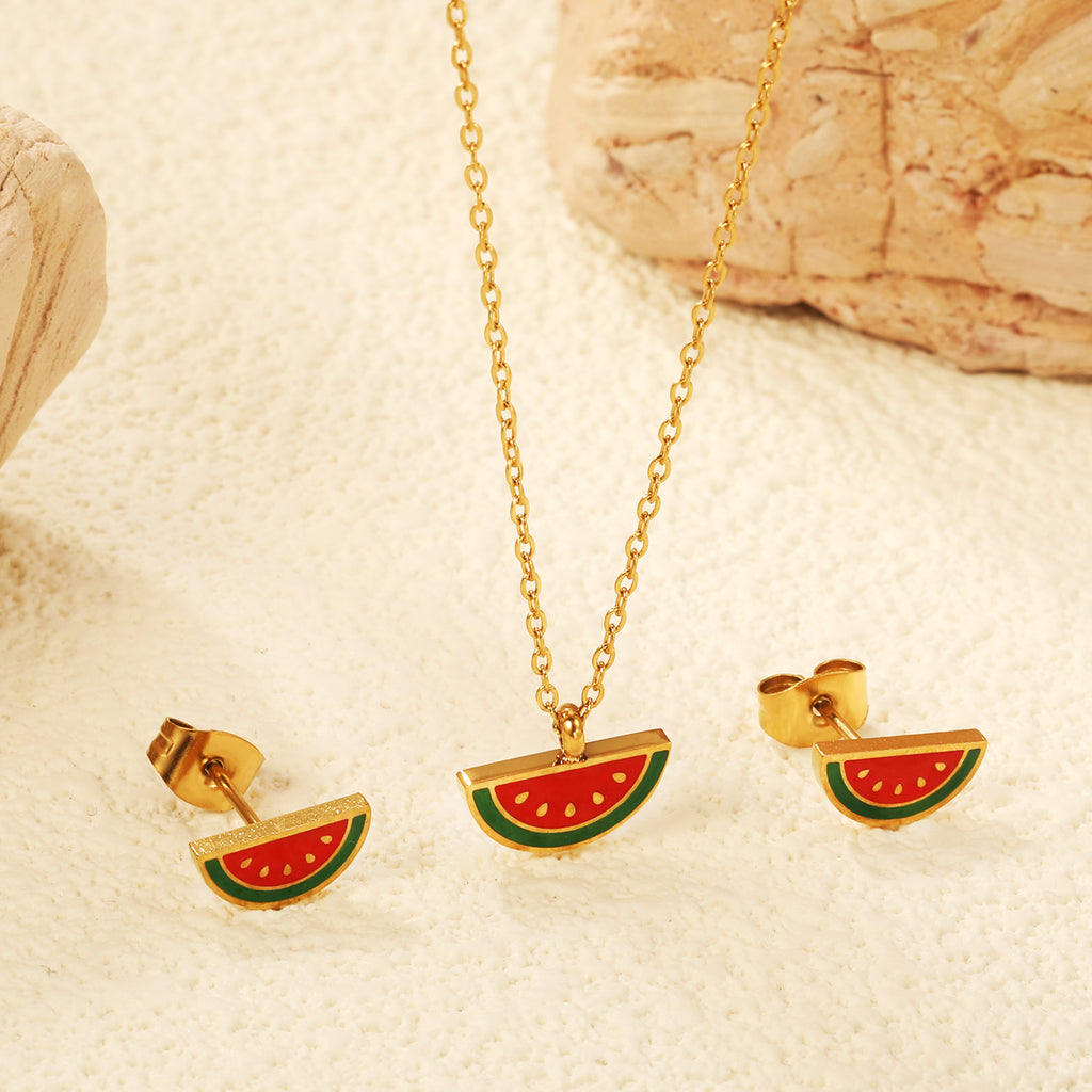 Damen Schmuckset mit Wassermelonen-Anhängermotiv Shop Nory