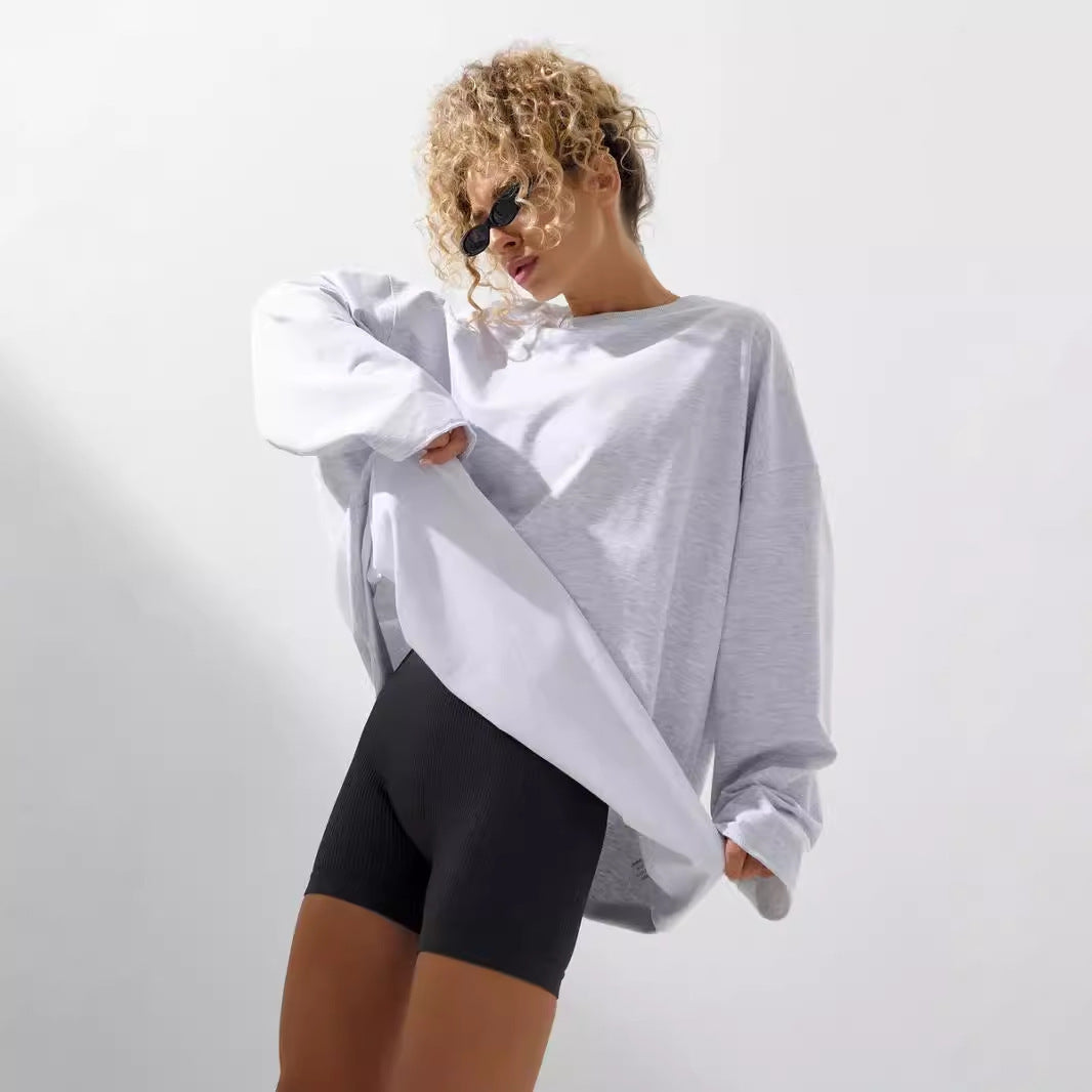 Damen weites Sweatshirt mit Rundhalsausschnitt und verlängertem Oversize-Schnitt Shop Nory