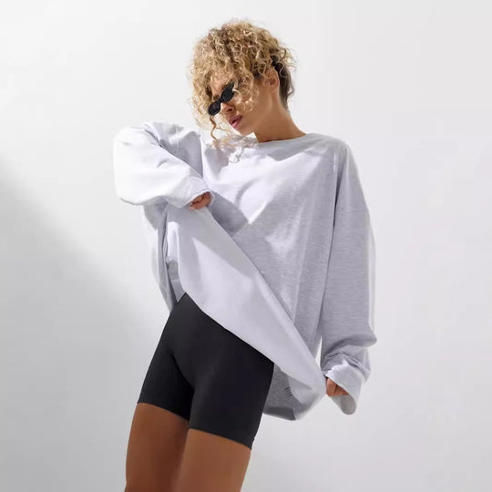 Damen weites Sweatshirt mit Rundhalsausschnitt und verlängertem Oversize-Schnitt Shop Nory