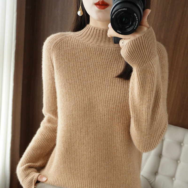Damen Kurz-Stehkragenpullover aus feinem Feinstrick mit kaschmirähnlicher Weichheit und Raglanärmeln Shop Nory
