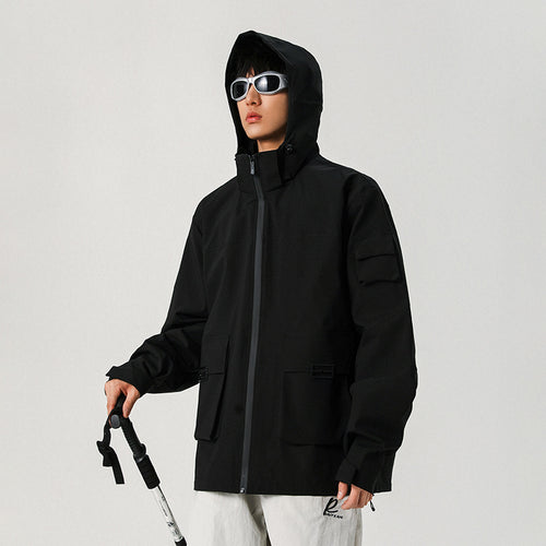 Herren Oversize Utility-Jacke mit technischer Softshell, Kapuze und Mehrfachtaschen Shop Nory