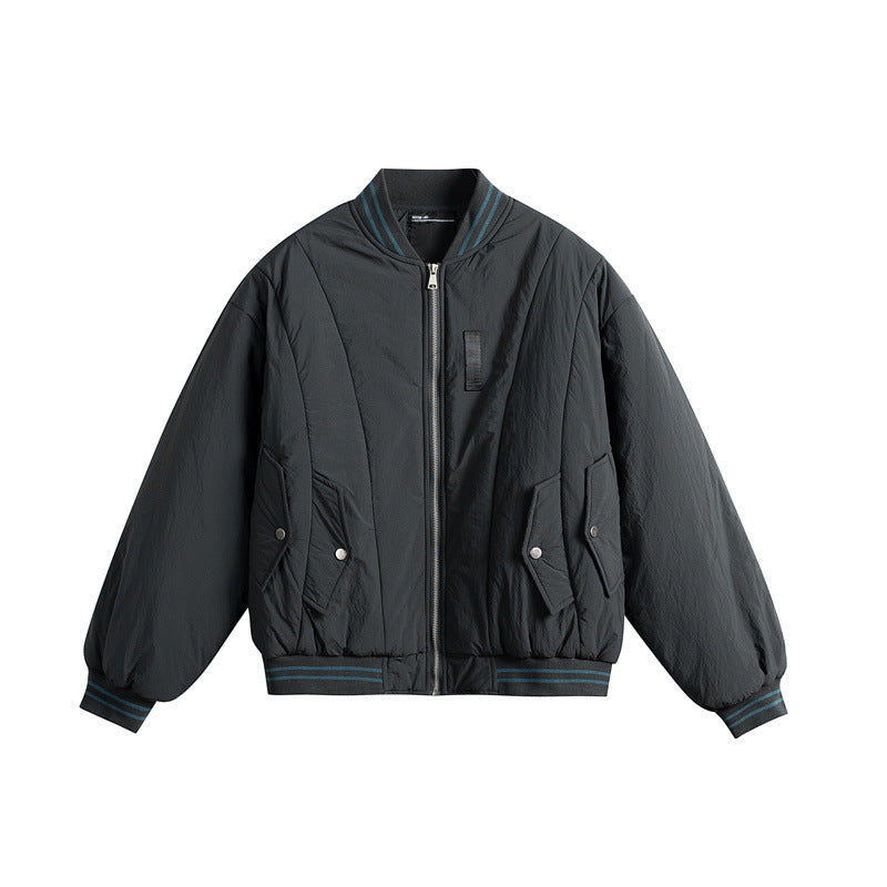 Herren Kurzboxy Windabweisende Nylon-Bomberjacke mit kontrastierten Rippbündchen und aufgesetzten Klappentaschen Shop Nory