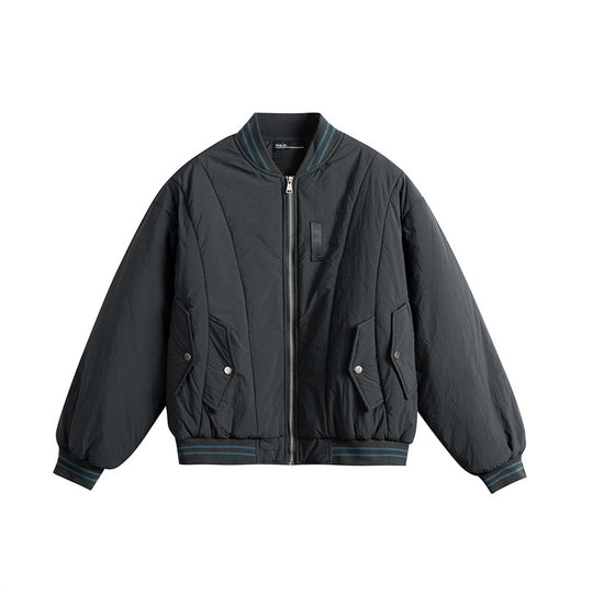 Herren Kurzboxy Windabweisende Nylon-Bomberjacke mit kontrastierten Rippbündchen und aufgesetzten Klappentaschen Shop Nory