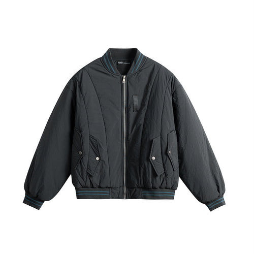 Herren Kurzboxy Windabweisende Nylon-Bomberjacke mit kontrastierten Rippbündchen und aufgesetzten Klappentaschen Shop Nory