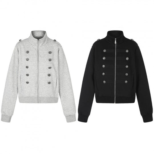 Unisex Sweatjacke im Military-Look mit doppelter Knopfleiste Shop Nory