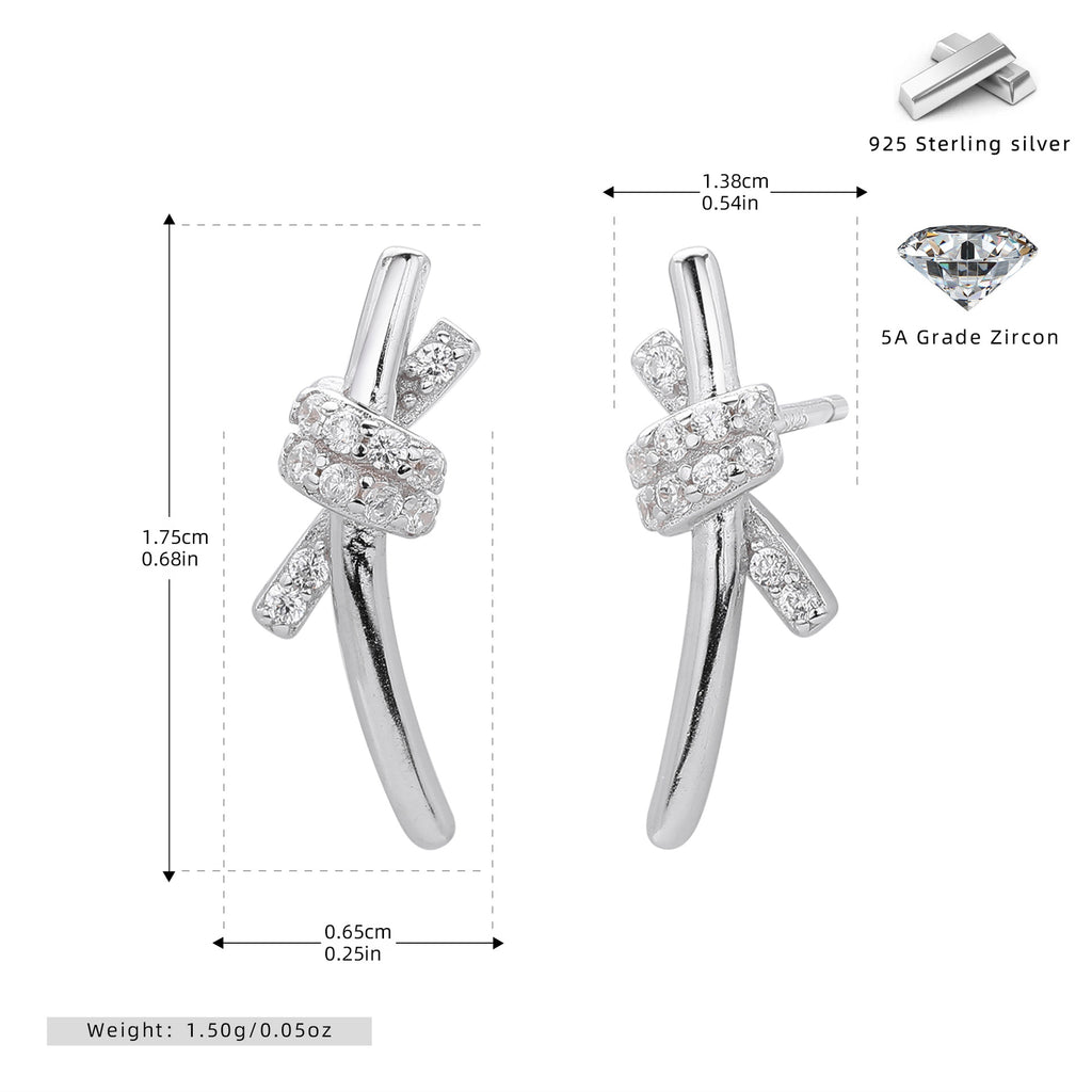 Damen Ohrhänger im modernen Schleifen-Design aus hochwertigem 925 Sterling Silber Shop Nory