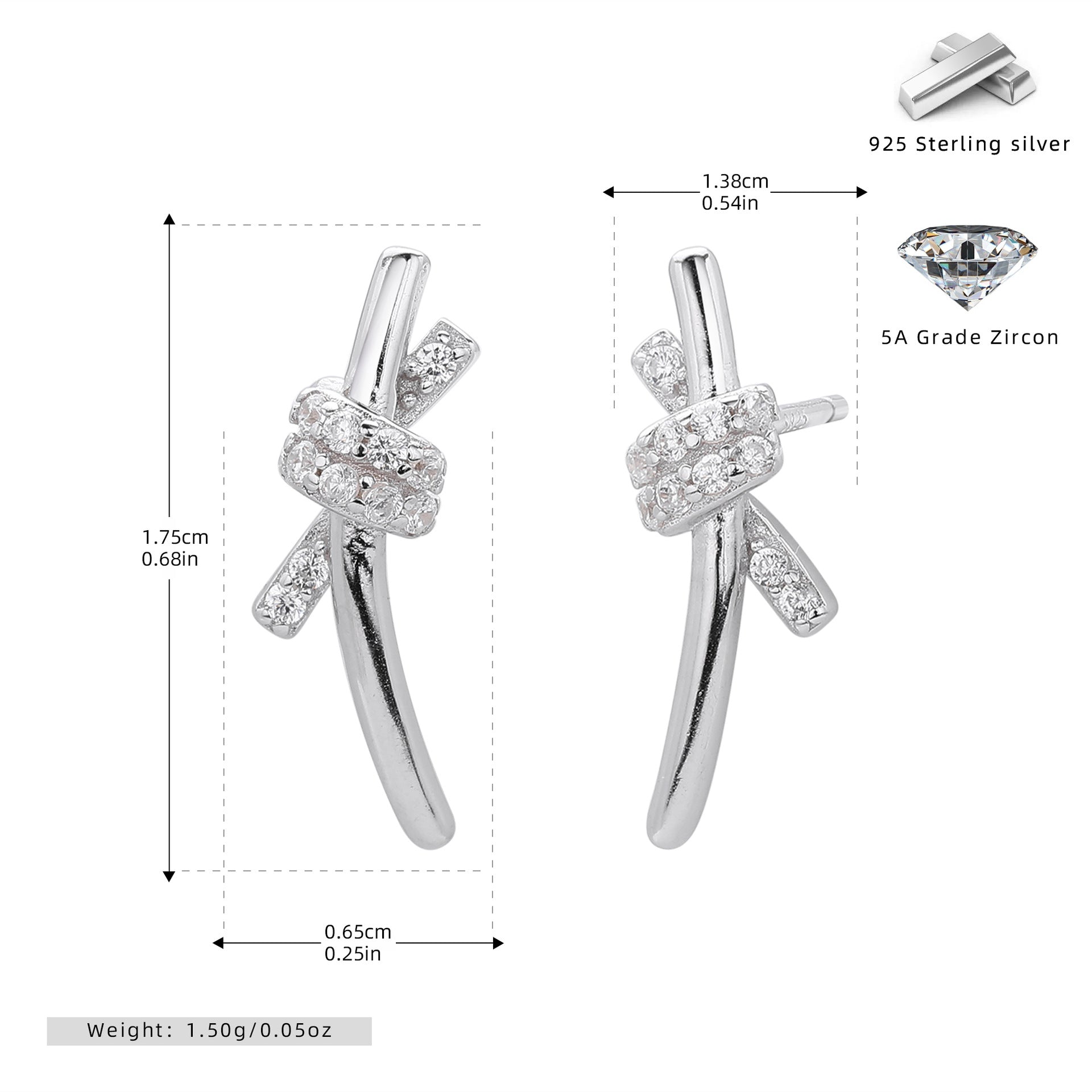 Damen Ohrhänger im modernen Schleifen-Design aus hochwertigem 925 Sterling Silber Shop Nory