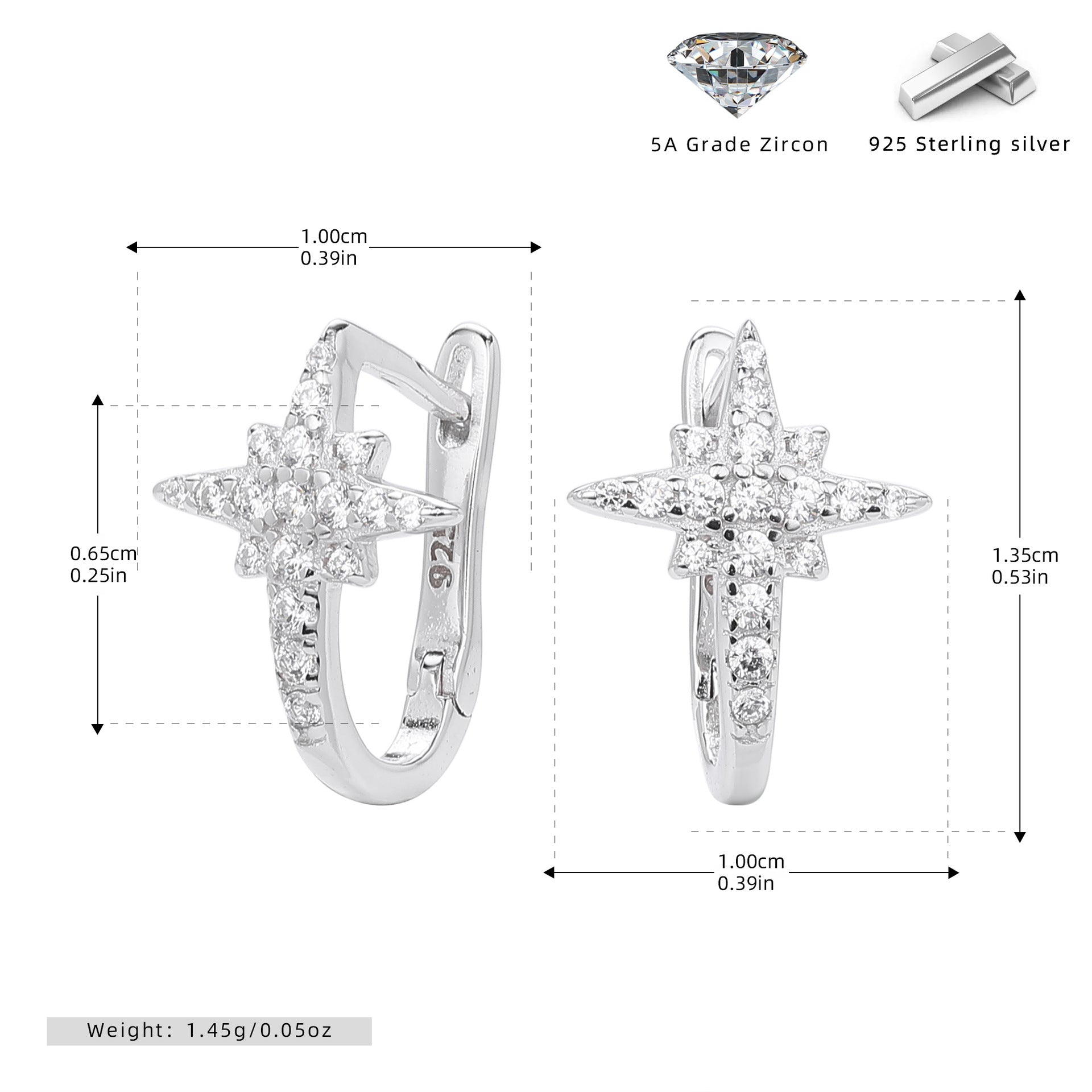 Damen Ohrhänger im stilvollen Kreuz-Design aus hochwertigem 925 Sterling Silber und funkelnden Zirkonia Shop Nory