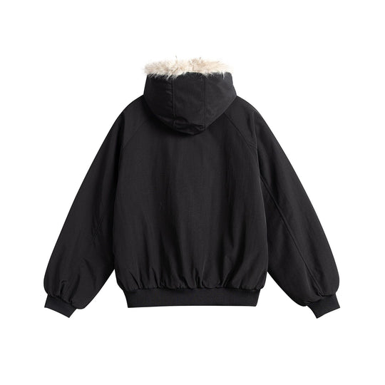 Damen Oversize-Bomberjacke mit kunstfellbesetzter Kapuze und Raglanärmeln Shop Nory