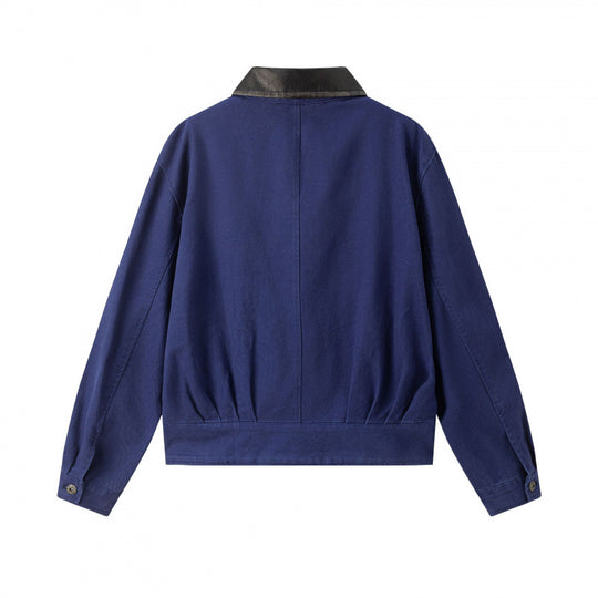 Herren Leichtes Canvas-Worker-Blouson mit Lederimitat-Kragen, vier aufgesetzten Taschen und verstellbarem Taillenriegel Shop Nory