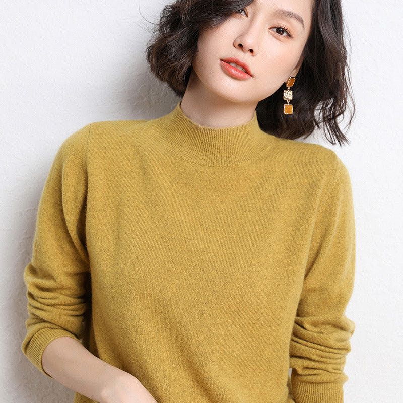 Damen Luxuriöser Kaschmir-Feinstrickpullover mit Stehkragen Shop Nory