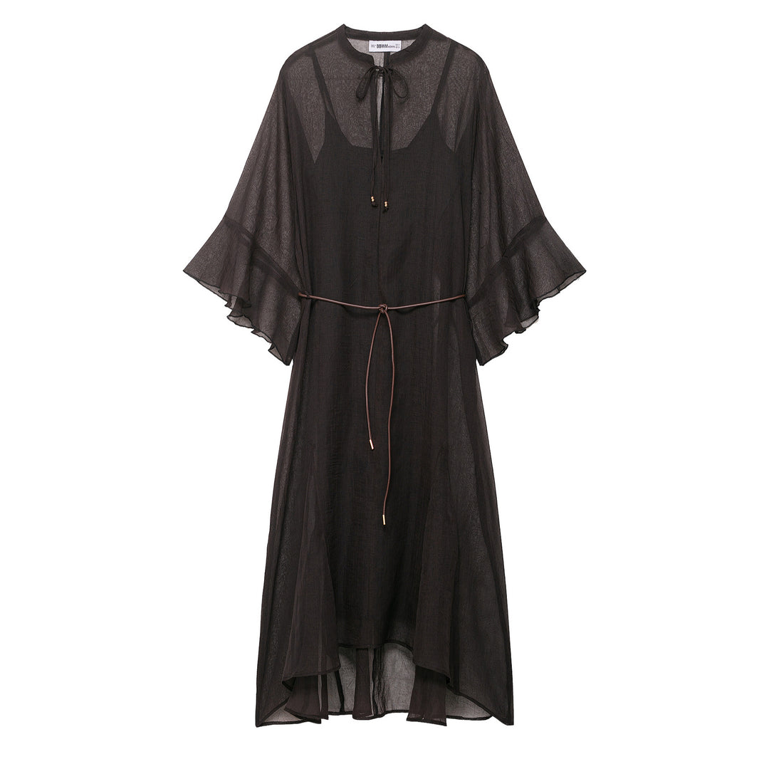 Damen Transparentes Chiffon-Kaftankleid mit Volantärmeln und Tunnelzug Shop Nory