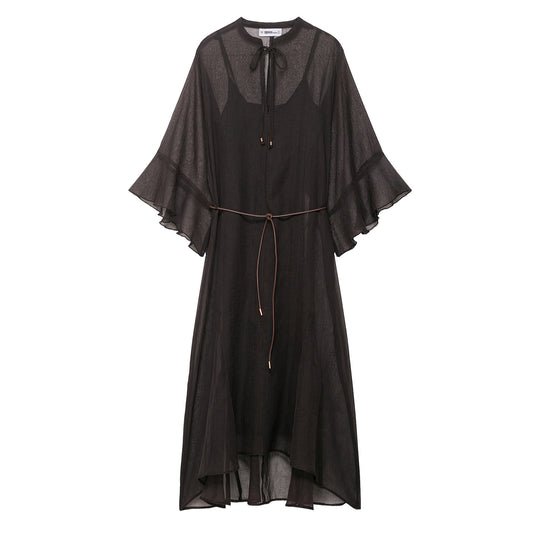 Damen Transparentes Chiffon-Kaftankleid mit Volantärmeln und Tunnelzug Shop Nory