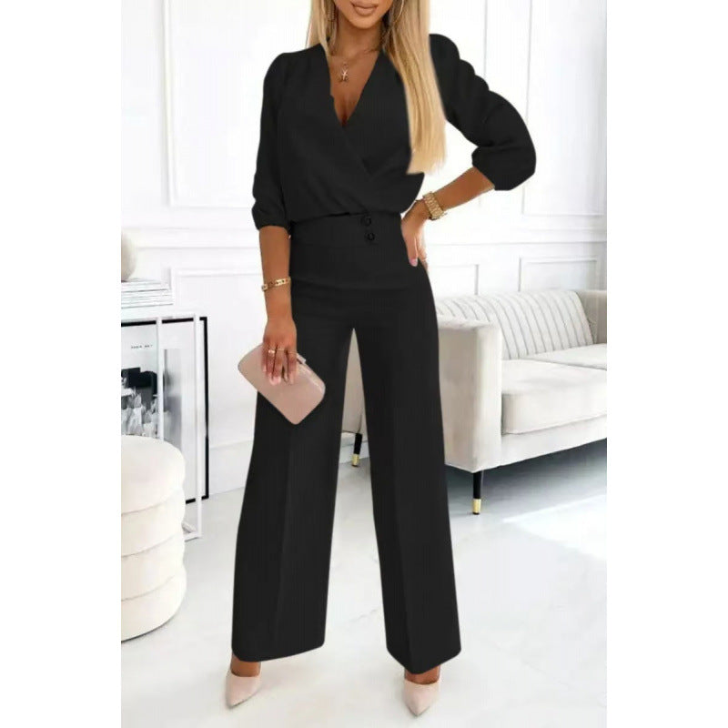 Damen elegantes Jumpsuit mit weiten Beinen