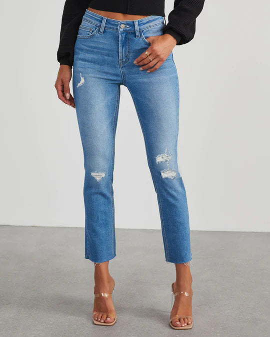 Damen zeitlose Jeans im modernen Schnitt mit cropped Bein
