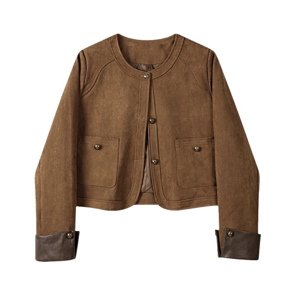 Damen Modische Wildlederjacke mit Taschen Shop Nory