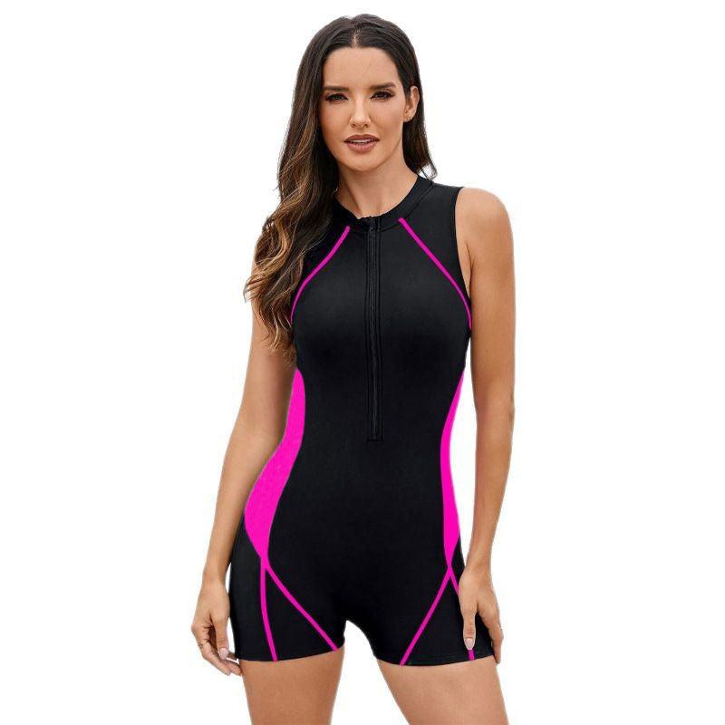 Damen Sportlicher Schwimmanzug mit Reißverschluss Shopnory