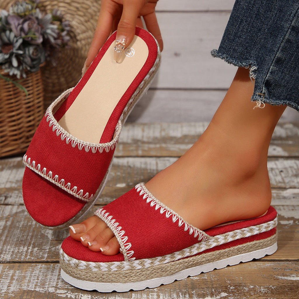 Damen Espadrille-Slipper mit geflochtenem Absatz