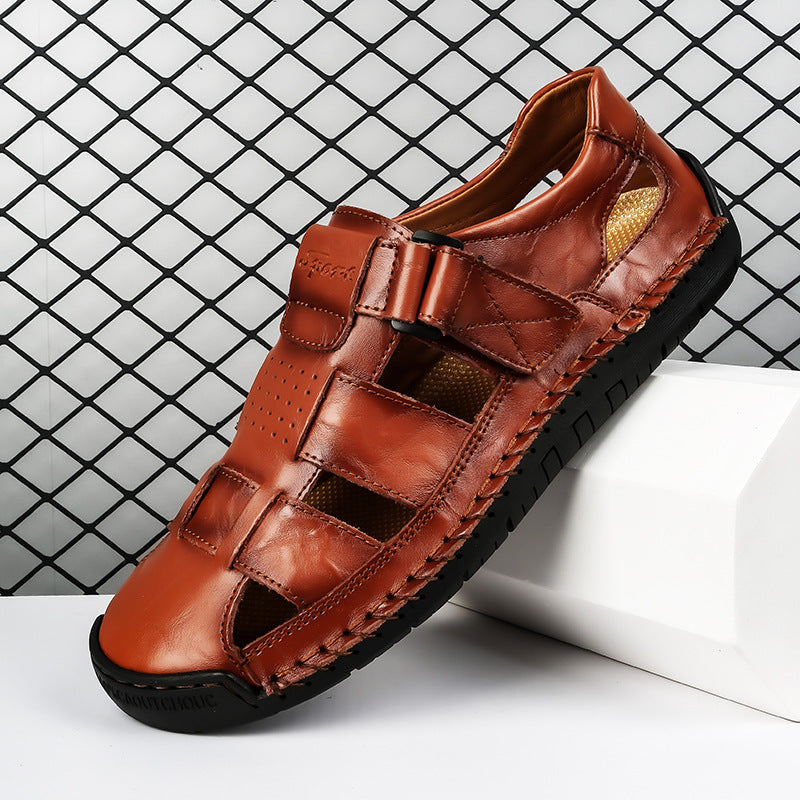 Herren Bequeme Leder-Sandalen mit verstellbarem Riemen
