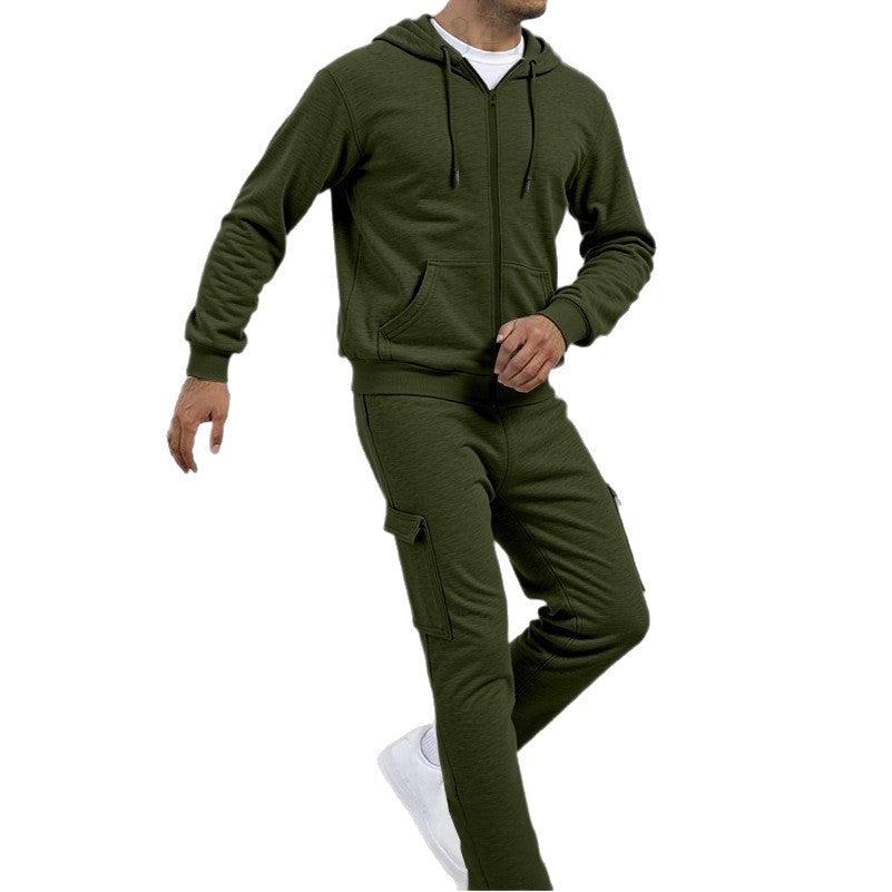 Herren nan athletischer Zip-Sweatset mit Cargo-Jogginghose, ergonomischen Nähten und gerippten Bündchen Shop Nory