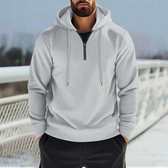 Herren nan Kapuzenpullover mit halbem Reißverschluss und feiner Waffelstruktur Shop Nory