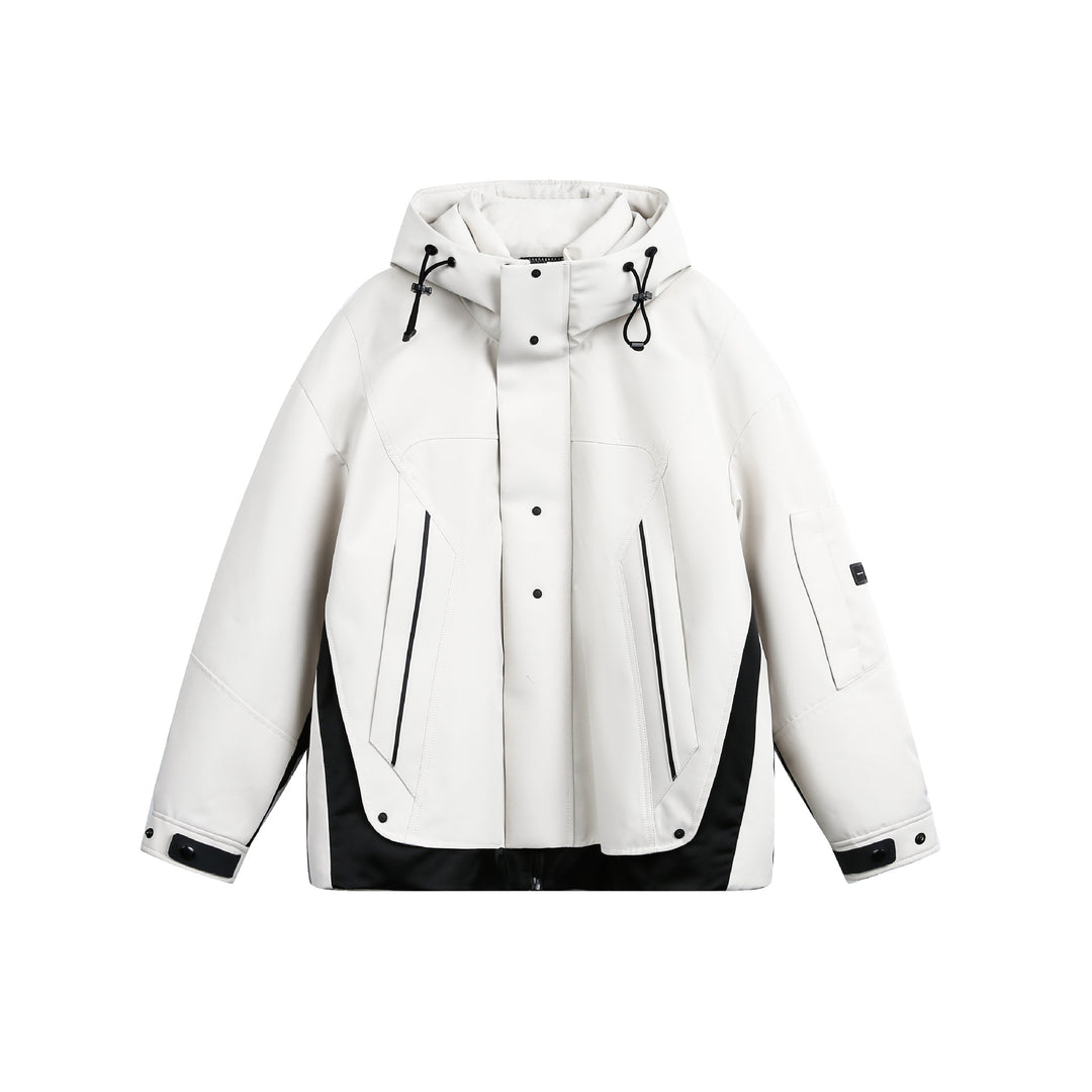 Unisex Technische wattierte Winterparka mit hoher Kapuze und mehreren Reißverschlusstaschen Shop Nory