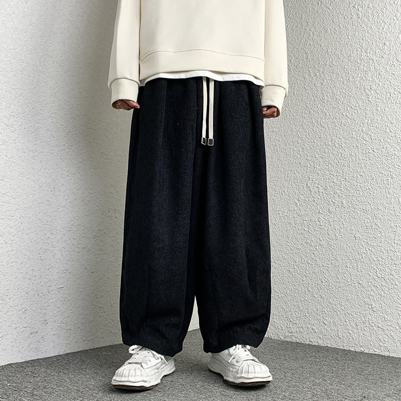 Unisex Extraweit geschnittene Cord-Loungehose mit Tunnelzug und elastischen Bündchen Shop Nory