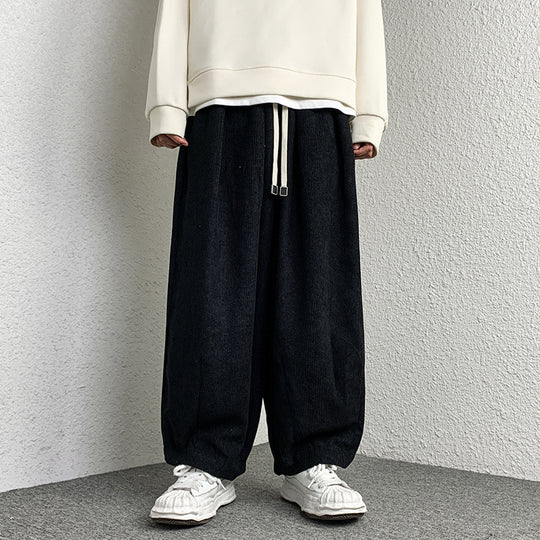 Unisex Extraweit geschnittene Cord-Loungehose mit Tunnelzug und elastischen Bündchen Shop Nory