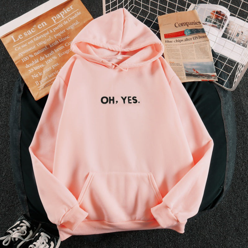 Damen nan Kapuzenpullover mit weichem Innenfutter, Kängurutasche und dezentem Frontprint Shop Nory
