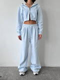 Damen Cropped Hoodie und entspannte Jogginghose Set