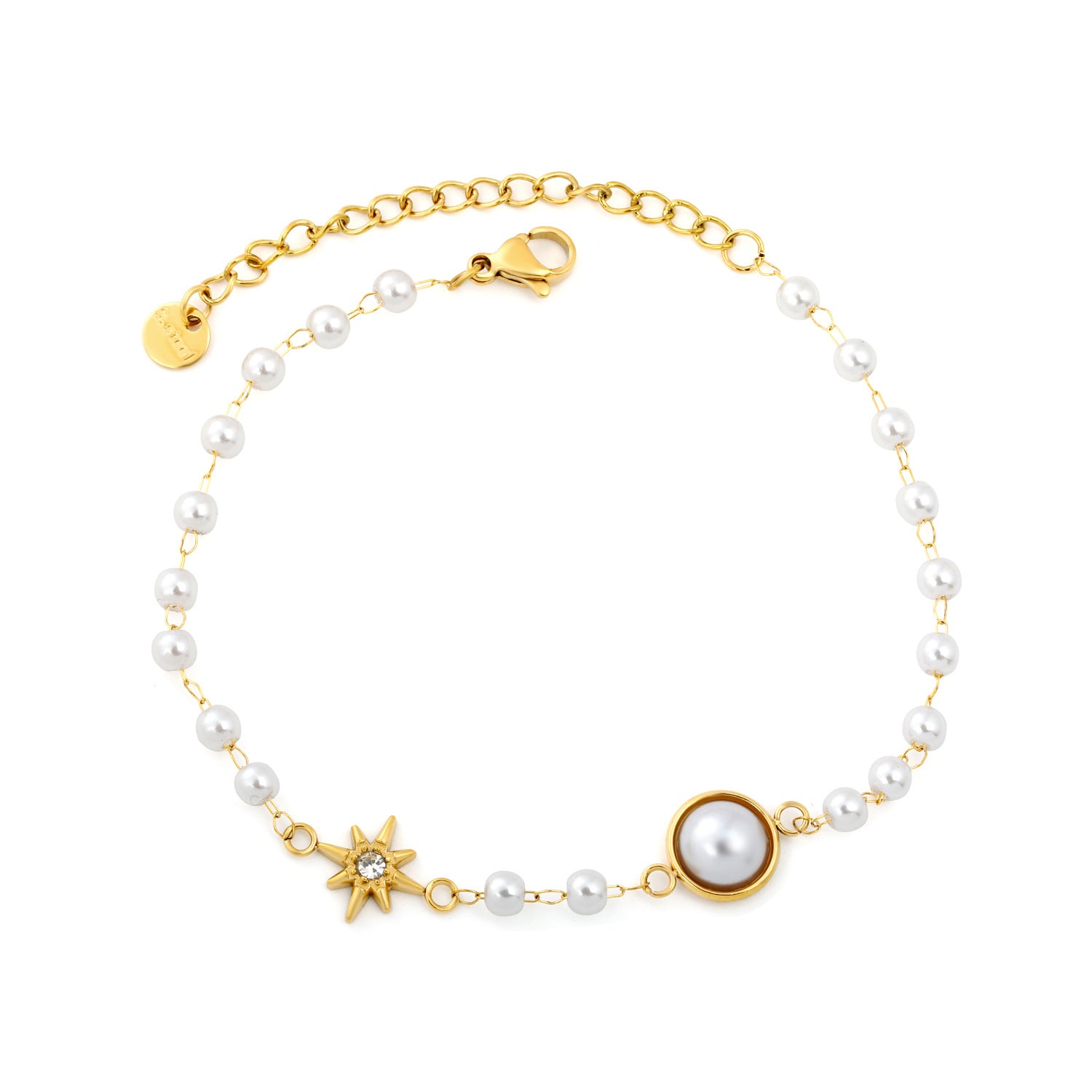 Damen Armband mit farbigen Natursteinen und goldplattierten Akzenten Shop Nory