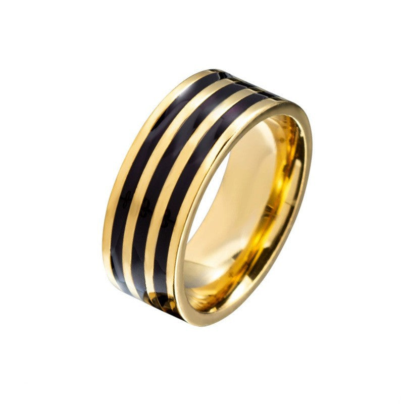 Herren Ring mit elegantem Edelstahl- und schwarzem Akzent-Shop Nory